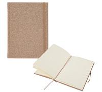 Idena 12256 - Cuaderno Glitter, champán, 14 x 20 cm, cuadriculado, 100 g/m², 192 hojas, con bolsillo de rana, cierre con cinta y banda elástica, 1 unidad