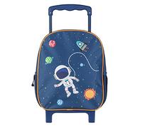 Idena 20068 - Mochila trolley con 2 ruedas brillantes, para niños, azul oscuro con elegante motivo de astronauta y espacio, como maleta de mano, carro escolar y mochila infantil, 31 x 27 x 10 cm