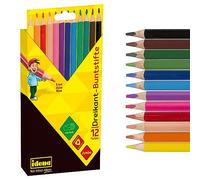Idena 20135 - Lápices de color Jumbo con mina de 5 mm de grosor en 12 colores, lápices de color de madera FSC en forma triangular ergonómica, embalados en caja de cartón