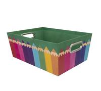 Idena 20140 - Caja de almacenamiento de cartón resistente con asas de metal, aprox. 33 x 22,9 x 12,7 cm