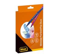 Idena 20158-Lápices Doble Punta, 12 rotuladores acuarelables Incl. Pincel depósito de Agua, Cartón, Multicolor, One Size