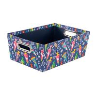 Idena 20223 - Caja de Almacenamiento de cartón Resistente, Motivo de Bolsa Escolar, Cesta con Asas metálicas, Aprox. 33 x 22,9 x 12,7 cm, Cesta de Regalo para el Inicio del Curso Escolar