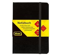 Idena 209282 - Cuaderno DIN A6, cuadriculado, papel crema, 192 páginas, 80 g/m², tapa dura en negro, 1 ud.