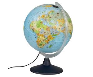 Idena 22059 - Globo luminoso con imágenes de animales, con iluminación LED e interruptor de encendido/apagado, diámetro aprox. 30 cm, imagen de mapa político (versión alemana)