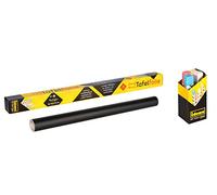 Idena 260025 - Lámina de pizarra autoadhesiva, incluye 4 tizas, aprox. 45 x 200 cm de tamaño, superficie en negro, para obras de arte creativas