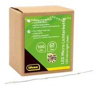 Idena 30185 - Microcadena de luces LED con 100 LED en blanco cálido, con función de temporizador de 6 horas, funciona con pilas, para fiestas, navidad, decoración, bodas, como luz de ambiente