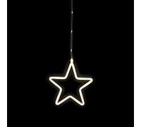 Idena 30199 - Estrella de luz LED decorativa en blanco cálido, función de temporizador de 6 horas, funciona con pilas, con ventosa, para interior y exterior, como cuadro de ventana y luz de ambiente