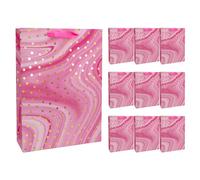 Idena 30378-10 - Bolsas de regalo de lunares, 10 unidades, 25 x 8 x 34,5 cm, bolsas de papel en rosa con lunares dorados