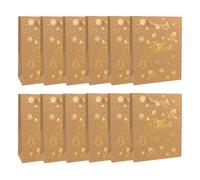 Idena 30486-12 - Bolsas de regalo de Navidad, 12 unidades, bolsas de regalo de 18 x 23 cm, bolsas de papel marrón con motivos navideños dorados