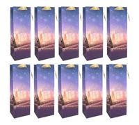 Idena 30493-10 - Bolsas para botellas Feliz Navidad, 10 unidades, bolsas de regalo de tamaño 12 x 36 x 9 cm, bolsas de papel para Navidad