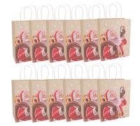 Idena 30509-12 - Bolsas de regalo de Papá Noel, 12 unidades, tamaño de la bolsa 25 x 12 x 33 cm, bolsas de papel en marrón claro