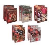 Idena 30518-10 - Bolsas de regalo de Navidad, 10 unidades, bolsas de regalo de tamaño 25 x 35 x 8 cm, bolsas de papel en 5 motivos navideños