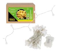 Idena 30523 - Cadena de luces LED en forma de bola con 100 LED en blanco cálido, para uso en exteriores e interiores, aprox. 10,2 m de longitud, función de temporizador de 6 horas, 8 funciones de luz