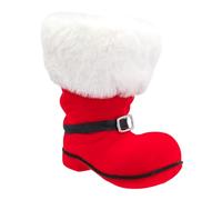 Idena 30538 - Bota de Papá Noel Aprox. 13 x 9 x 14,5 cm, Bota de Navidad roja flocada con Hebilla y Ribete de Piel, como Adorno navideño o Envoltorio de Regalo