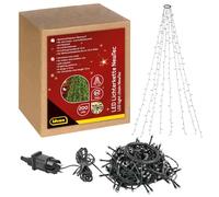 Idena 31040 - NewTec LED fairy lights para interior y exterior 200 LED blanco cálido, cubierta de árbol de Navidad con 8 filamentos, 8 ajustes de luz, fuente de alimentación y temporizador de 8 horas