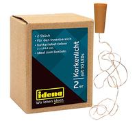 Idena 31091 - Microcadena de luces con 10 LEDs en blanco cálido, 2 piezas, cable de cobre con corcho, pilas incluidas, cada una 0,97 m de longitud, como decoración y para bodas, fiestas, Navidad