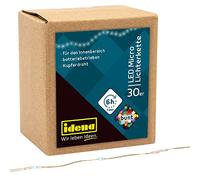 Idena 31096 - Guirnalda de luces LED con 30 luces LED de colores, con función de temporizador de 6 horas, funciona con pilas, aprox. 3,2 m de largo, para fiestas, Navidad, decoración, boda, luz de