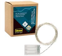 Idena 31118 - Microcadena de luces LED con 20 LED en blanco cálido, con función de temporizador de 6 horas, funciona con pilas, para fiestas, navidad, decoración, bodas, como luz de ambiente