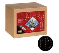 Idena 31270 - Guirnalda de luces LED con 400 ledes en blanco cálido, con función de temporizador de 8 horas y transformador, con hebras, aprox. 10,27 cm de largo, decoración navideña para jardín,