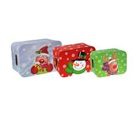 Idena 31481 - Juego de cajas de regalo de Navidad, 3 piezas, motivos muñeco de nieve, reno y Papá Noel, Navidad, embalaje de regalo