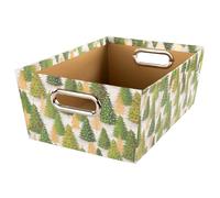 Idena 31493 - Caja de almacenamiento de cartón resistente, cesta de almacenamiento con asas metálicas, caja con motivo de árbol de Navidad de aprox. 33 x 22,9 x 12,7 cm