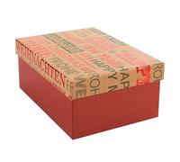 Idena 31510 - Caja de regalo con tapa de 20 x 15 cm, caja de regalo en rojo para Navidad con la inscripción «Frohe Weihnachten» (Feliz Navidad) y «Happy New Year» (Feliz Año Nuevo)