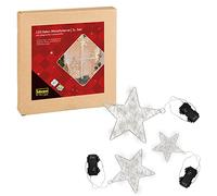 Idena 31610 - Estrellas Metálicas de decoración Led con Cadena de Luz Integrada Para Exterior E Interior, 3 Estrellas Luminosas En Blanco Cálido con Batería y Función de Temporizador de 6 Horas