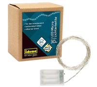 Idena 31824 - Microcadena de luces LED con 30 LED en blanco cálido, con función de temporizador de 6 horas, funciona con pilas, para fiestas, navidad, decoración, bodas, como luz de ambiente