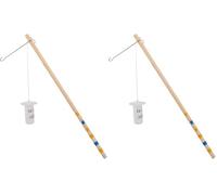 Idena 31841 - Bastón de Linterna de Madera con Luces LED, Aprox. 30 cm, bastón de Madera Pintado con Gancho de Alambre para linternas, Pilas Incluidas (Paquete de 2)