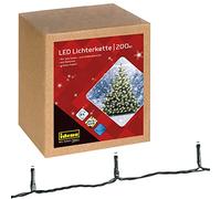 Idena 31869 - Luces LED de hadas con 200 LED en blanco cálido, con función de temporizador de 8 horas y transformador, de 29,9 m de longitud, para uso en interiores y exteriores
