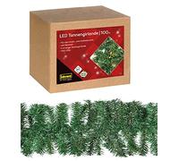 Idena 31870 Guirnalda de abeto LED con 100 LED blanco cálido, función de temporizador de 8 horas y transformador, 5 m de largo, para uso interior y exterior, como decoración para Adviento y Navidad