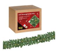 Idena 31870 Guirnalda de abeto LED con 100 LED blanco cálido, función de temporizador de 8 horas y transformador, 5 m de largo, para uso interior y exterior, como decoración para Adviento y Navidad