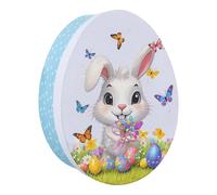 Idena 31906 - Caja de Regalo con Tapa de 16,5 x 22 x 8,5 cm, Caja de Regalo para Pascua con Motivo de Conejito de Pascua en Azul y Blanco