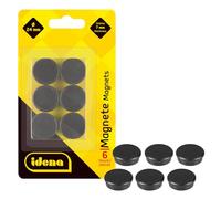 Idena 377028 - Imanes, 6 piezas, diámetro 24 mm, redondo, espesor 7 mm, negro