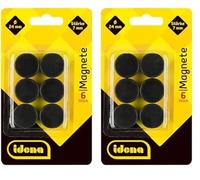 Idena 377028 - Imanes, 6 Piezas, diámetro 24 mm, Redondo, Espesor 7 mm, Negro (Paquete de 2)