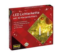 Idena 38192 - Cadena de luces LED para velas con 30 LED en blanco cálido, 30 velas con pinzas, con enchufe de red, para interior, como decoración para el árbol de navidad y el ramo de navidad