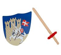 Idena 40032 - Juego para niños, escudo protector y espada de madera, accesorios para disfraz de caballero para carnaval, fiestas temáticas y carnavales