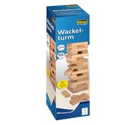 Idena 40087-Juego, Juego de Habilidad con 54 Bloques de construcción y Bolsa de Almacenamiento, Aprox. 8 x 8 x 26 cm Torre apilable Grande, Color Madera (40087)