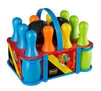 Idena 40116 - Juego de bolos XXL, bolos para niños, 10 bolos de plástico y 2 bolas, para casa o jardín, aprox. 20 x 20 x 30 cm