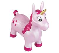 Idena 40133 - Caballo hinchable unicornio rosa con estrellas, incluye bomba de aire, puede soportar hasta 50 kg, optimo para el interior y el exterior, en el parque o la guardería,59 x 23 x 53 cm