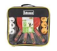 Idena 40222-12-piece table tennis set with 4 table tennis bats and 8 balls in wh