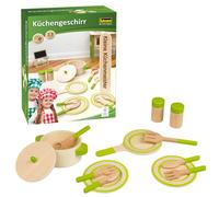Idena 40238-Juego de vajilla de Madera Little Chef, 13 Piezas de Utensilios, Accesorios para Cocina de Juego y Tienda, para niños a Partir de 2 años, Multicolor Berlin 40238
