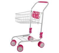 Idena 40250 - Carrito de la Compra de Metal, Carrito Plegable con Detalles en Rosa, Accesorio para Cocina de Juegos y Tienda, para niños a Partir de 3 años