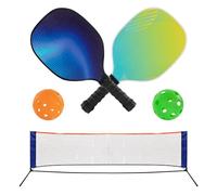 Idena 40253 - Set de Pickleball con 2 Raquetas de pádel, Red con Soporte (302 x 80 cm), Pelota de Interior y Pelota de Exterior