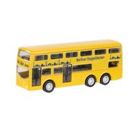 Idena 40329 - Autobús de Dos Pisos de Berlín en Color Amarillo, Aprox. 13 x 10 x 4 cm, Modelo de Coche de Metal con Rueda Libre, como Coche de Juguete, Recuerdo o Pieza de colección