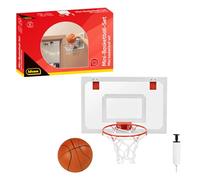 Idena 40379 - Mini juego de baloncesto, canasta de baloncesto interior con pelota pequeña y bomba de aire, incluye instrucciones de montaje, adecuado para montaje en puerta, sin taladrar, para adultos