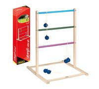 Idena 40380 - Escalera de Madera Juego de Lanzamiento de Golf al Aire Libre, con 3 Pares de Pelotas de Golf, tamaño 75 x 52 x 55 cm, para niños a Partir de 6 años, Interior y Exterior, FSC 100%