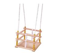 Idena 40393 - Columpio de Madera con Rejilla, Columpio para niños a Partir de 1 año, con Cuerdas de sujeción Ajustables y Anillos de Acero, Capacidad de Carga de hasta 50 kg