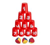 Idena 40416 - Juego de lanzamiento de bolas con 10 vasos y 3 bolas, a partir de