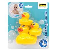 Idena 40614-Juego baño para niños, Juguete acuático de 3 Piezas con un Pato Amarillo Que chirría y 2 Patos más pequeños Que chorrean, Multicolor, Small Berlin 40614